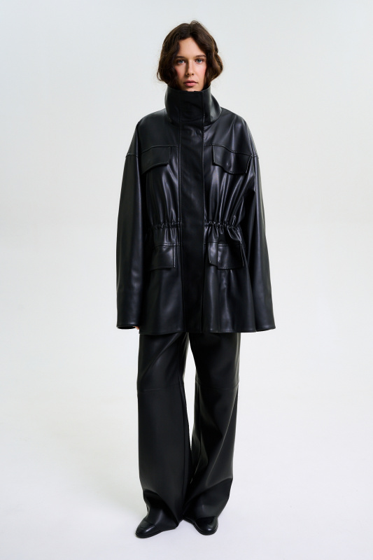 Парка из экокожи BLACK